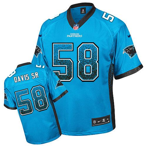 Nike Panthers #58 Thomas Davis Sr Blue Alternate Youth Stitched NFL Elite Drift Fashion Jersey